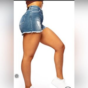 Fit Jeans Ripped Shorts Azure Blue